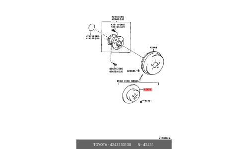 Диск тормозной Toyota, задний, правый/левый, для Camry, 1 шт, арт. 42431-33130