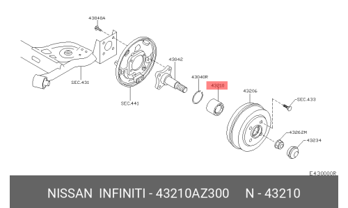 Подшипник ступицы колеса | зад лев Nissan, арт. 43210-AZ300