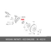 Ступица колеса NISSAN, задняя, левая, арт. 43210-WL000