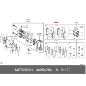 Колодки тормозные дисковые Mitsubishi, передние, комплект на ось (4 шт), арт. 4605A284