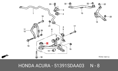 Сайлентблок переднего рычага Honda, арт. 51391-SDA-A03