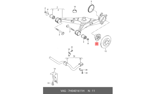 Ступица колеса | перед лев VAG, арт. 7H0 401 611 H
