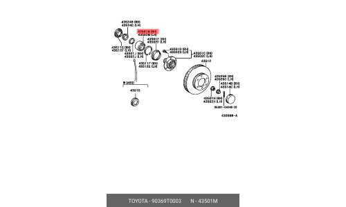 Ступица колеса TOYOTA, передняя, левая, арт. 90369-T0003