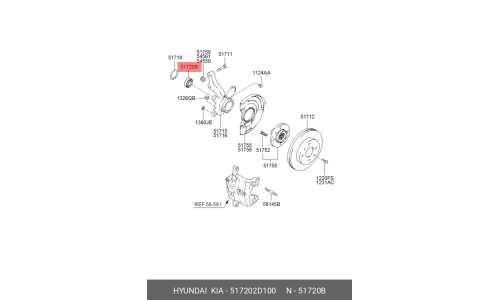 Подшипник ступицы передней HYUNDAI Elantra | перед Hyundai/Kia, арт. 51720-2D100