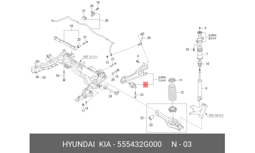 Сайлентблок заднего рычага Hyundai/Kia, арт. 55543-2G000