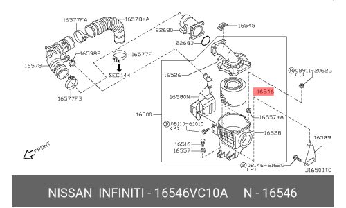 Фильтр воздушный Nissan, арт. 16546-VC10A
