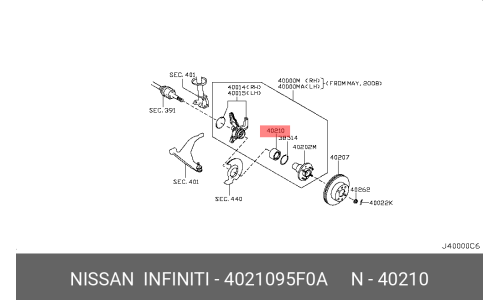 Подшипник ступицы колеса | перед Nissan, арт. 40210-95F0A