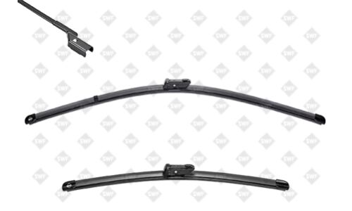 Щетки стеклоочистителя SWF VisioFlex OE 600мм (24") + 450мм (18") бескаркасные, всесезонные, со спойлером, крепление Push Button, комплект 2 шт, арт. 119298