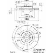 Диск тормозной Brembo вентилируемый, арт. 09R10311