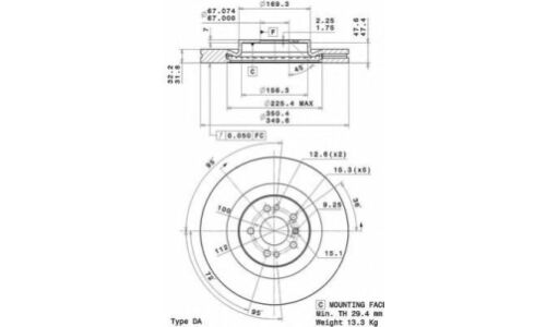 Диск тормозной Brembo вентилируемый, арт. 09R10311