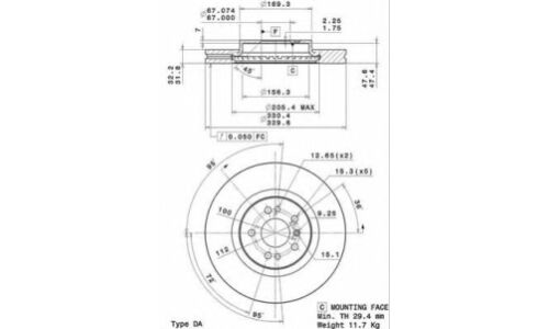 Диск тормозной Brembo вентилируемый, арт. 09R10411