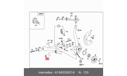 Сайлентблок переднего рычага Mercedes, арт. A1643330314