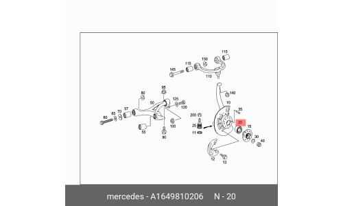 Подшипник ступицы передний Mercedes, арт. A1649810206