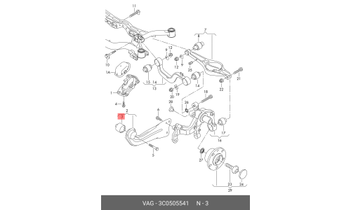 Сайлентблок заднего рычага VAG, арт. 3C0505541