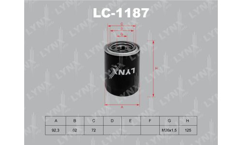 Фильтр масляный LYNXauto, арт. LC-1187