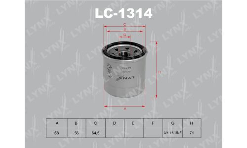 Фильтр масляный LYNXauto, арт. LC-1314