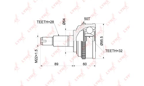 ШРУС LYNXauto, внешний, арт. CO-3414A