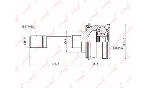 ШРУС LYNXauto, внешний, арт. CO-7302
