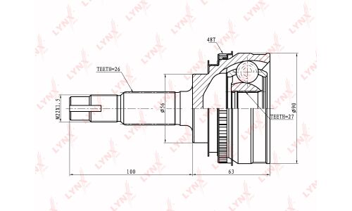 ШРУС LYNXauto, внешний, арт. CO-7511A