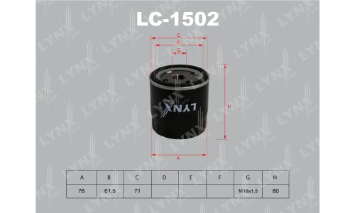 Фильтр масляный LYNXauto, арт. LC-1502