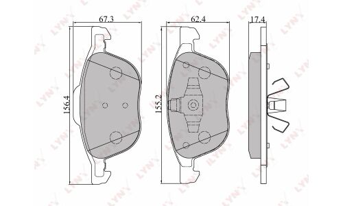 Колодки тормозные дисковые LYNXauto передние, комплект на ось (4 шт), арт. BD-3001