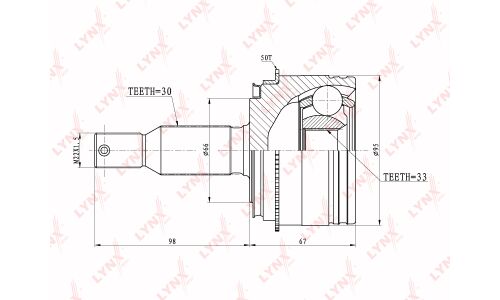 ШРУС LYNXauto, внешний, арт. CO-5507A