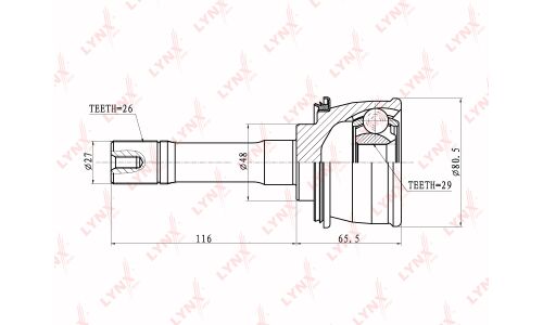 ШРУС LYNXauto, внешний, арт. CO-7301