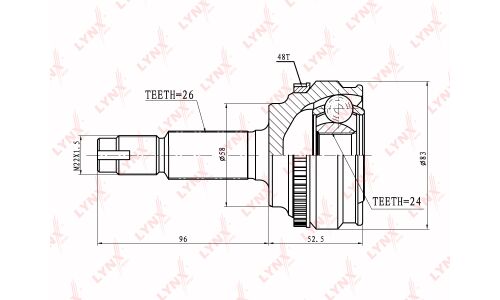 ШРУС LYNXauto, внешний, арт. CO-7520A
