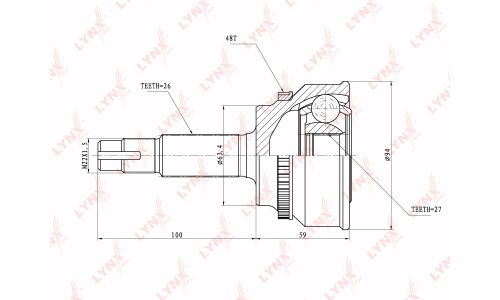 ШРУС LYNXauto, внешний, арт. CO-7522A