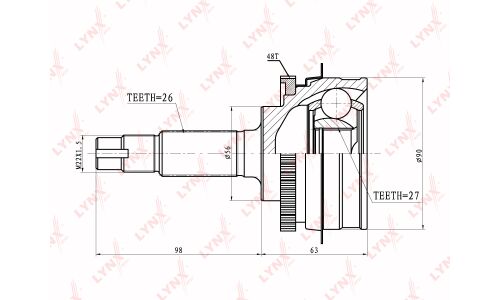 ШРУС LYNXauto, внешний, арт. CO-7523A