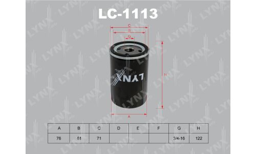 Фильтр масляный LYNXauto, арт. LC-1113