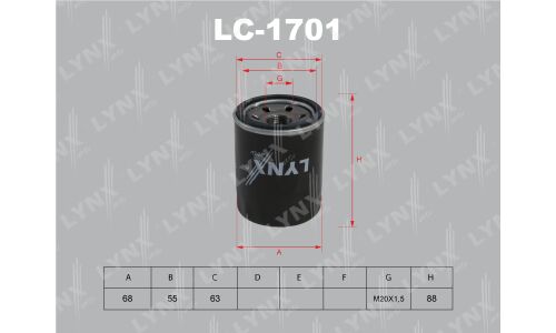 Фильтр масляный LYNXauto, арт. LC-1701