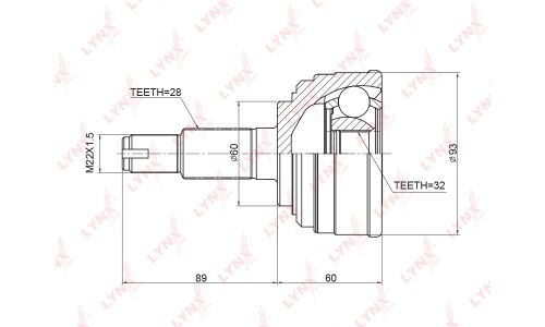 ШРУС LYNXauto, внешний, арт. CO-3401