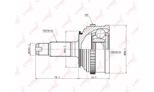 ШРУС LYNXauto, внешний, арт. CO-3407A