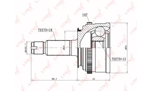 ШРУС LYNXauto, внешний, арт. CO-3446A
