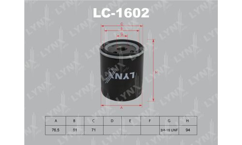 Фильтр масляный LYNXauto, арт. LC-1602