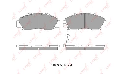 Колодки тормозные дисковые LYNXauto передние, комплект на ось (4 шт), арт. BD-3405