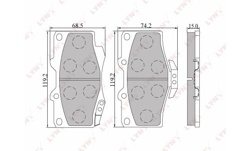 Колодки тормозные дисковые LYNXauto передние, комплект на ось (4 шт), арт. BD-7501