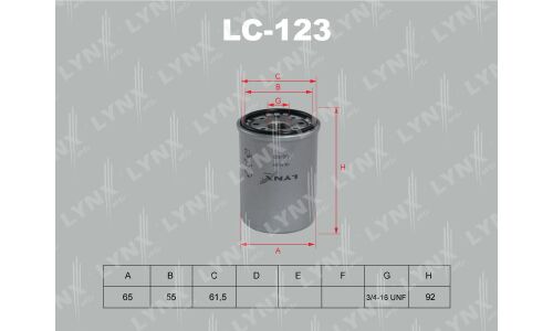 Фильтр масляный LYNXauto, арт. LC-123