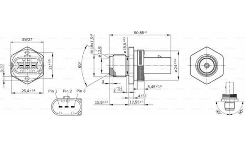 Датчик давления топлива Bosch, арт. 0 281 002 842