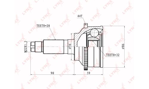 ШРУС LYNXauto, внешний, арт. CO-5103A