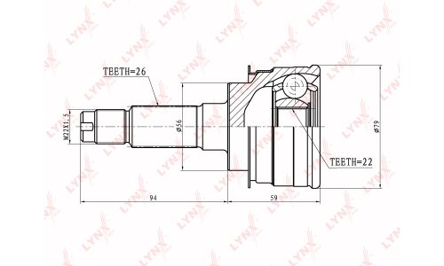 ШРУС LYNXauto, внешний, арт. CO-5110