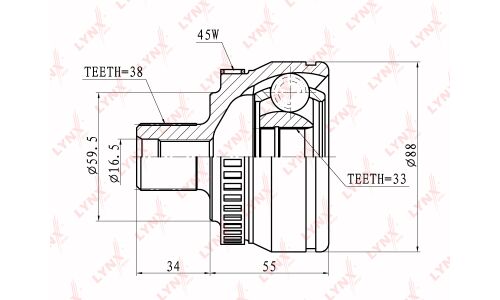 ШРУС LYNXauto, внешний, арт. CO-1203A