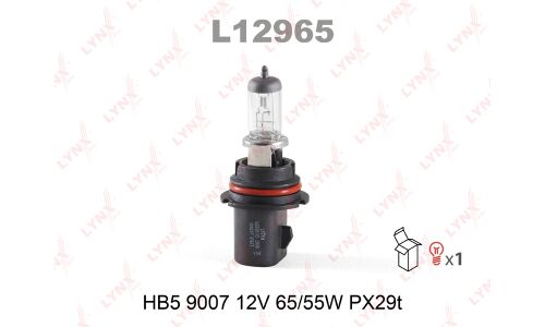 Лампа галогенная LYNXAuto HB5(9007) (PX29t, T17), 12В, 65/55Вт, 1 шт, арт. L12965