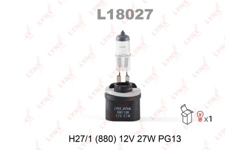 Лампа галогенная LYNXAuto H27W/1 (PG13, T9), 12В, 27Вт, 3200К, 1 шт, арт. L18027