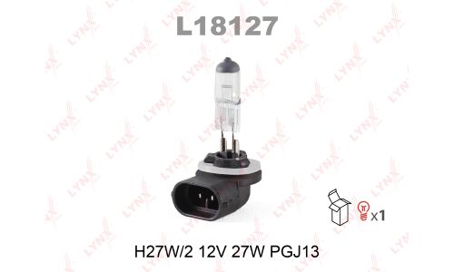 Лампа галогенная LYNXAuto H27W/2 (PGJ13, T9), 12В, 27Вт, 3200К, 1 шт, арт. L18127