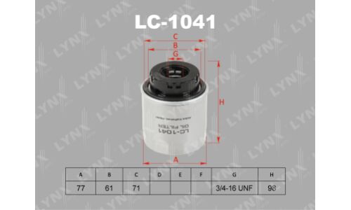 Фильтр масляный LYNXauto, арт. LC-1041