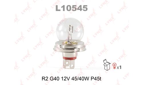 Лампа галогенная LYNXAuto R2 (P45t, G40), 12В, 45/40Вт, 3200К, 1 шт, арт. L10545