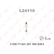 Лампа LYNXauto Festoon (SV8.5, T10x41), 24В, 10Вт, 1 шт, арт. L24110