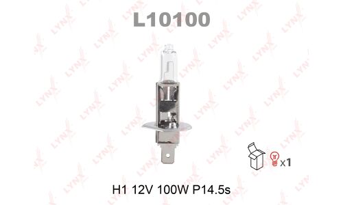 Лампа галогенная LYNXAuto H1 (P14.5s, T8), 12В, 100Вт, 3200К, 1 шт, арт. L10100